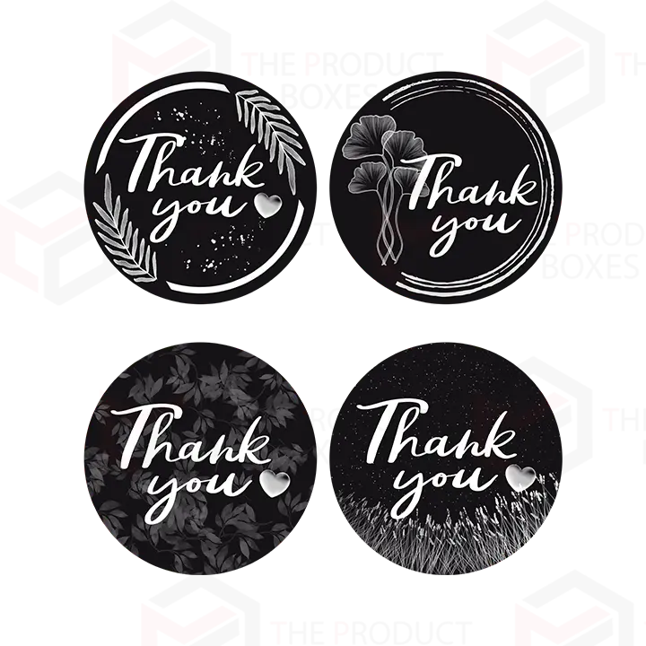 Black Thank You Stickers