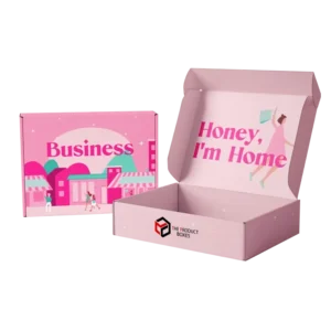 pink cardboard shipping boxes