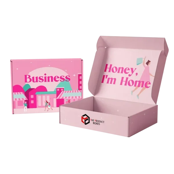 pink cardboard shipping boxes