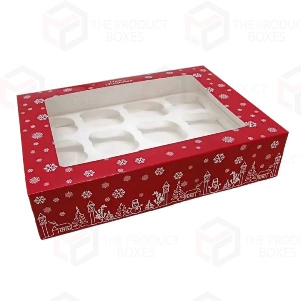 12 hole christmas cupcake boxes with window