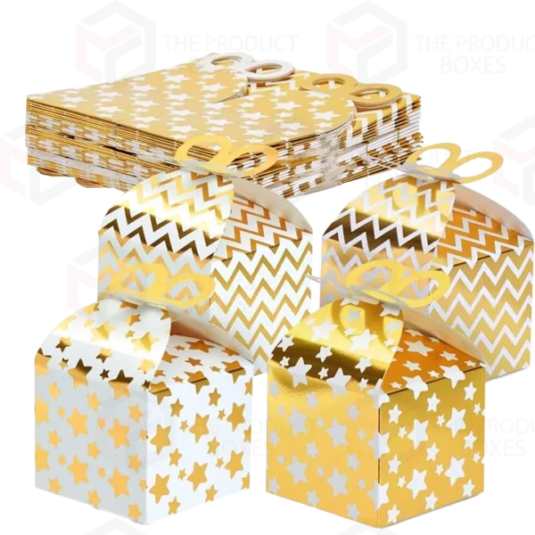 gold printed favour boxes