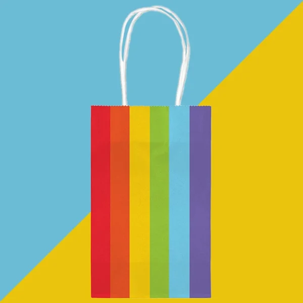 rainbow printed paper bags with handle