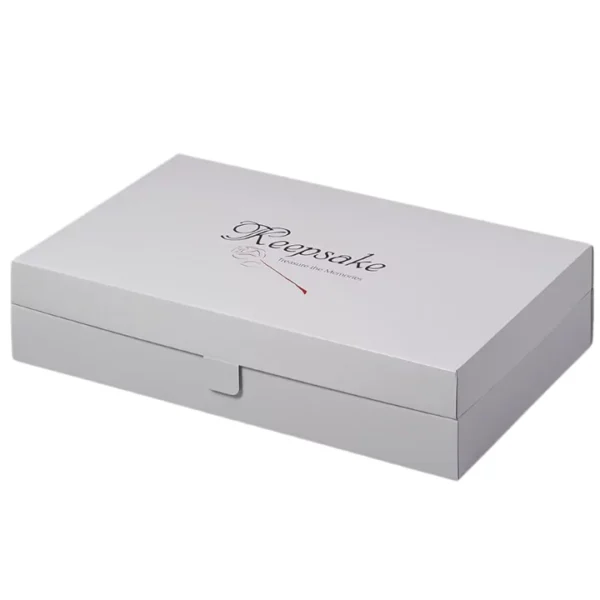 blank white dress boxes with logo