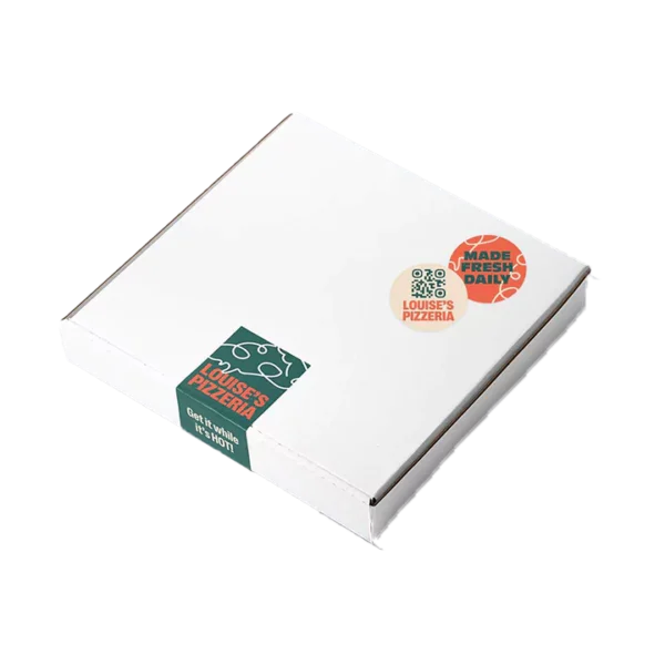 personalised stickers for pizza packaging