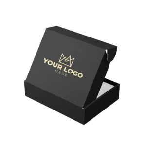 black cardboard mailing boxes