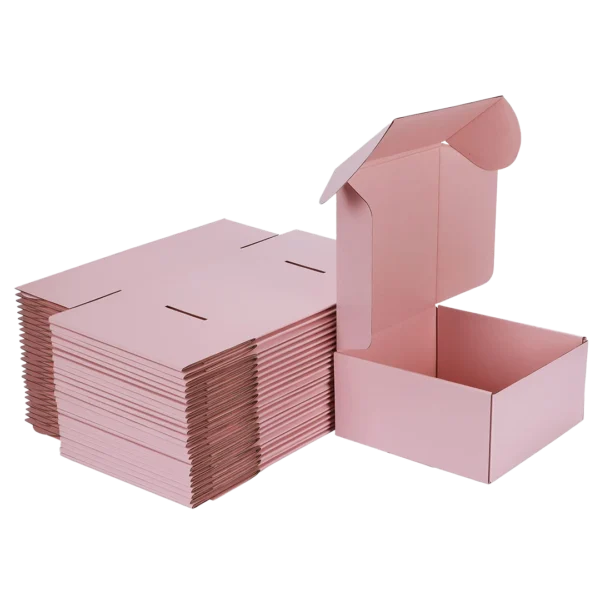 pink cardboard boxes