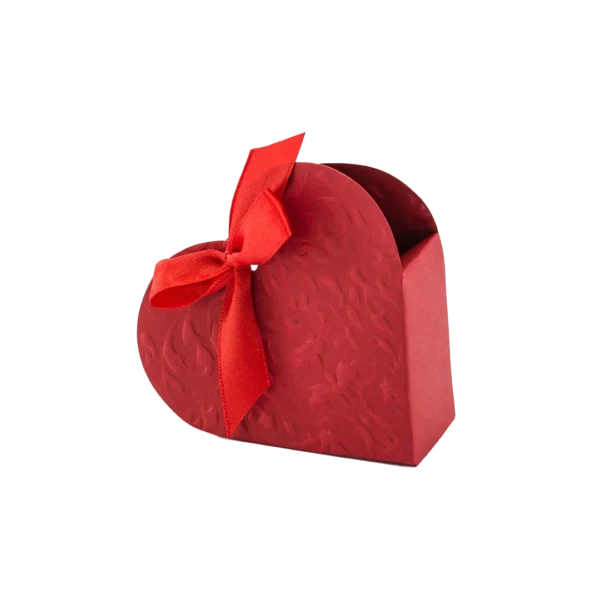 empty heart shaped favour boxes