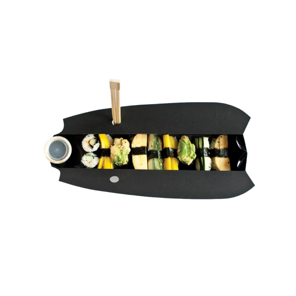 long tray style cardboard sushi packaging
