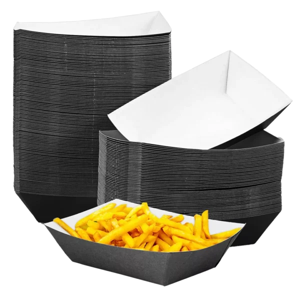 black disposable food trays
