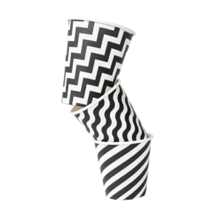 Black and White Striped Paper Cups