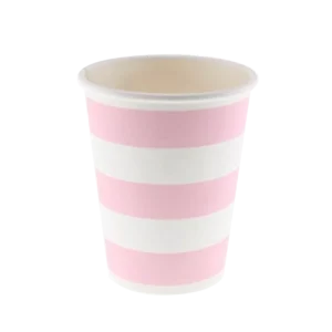Pink and White Striped Paper Cups