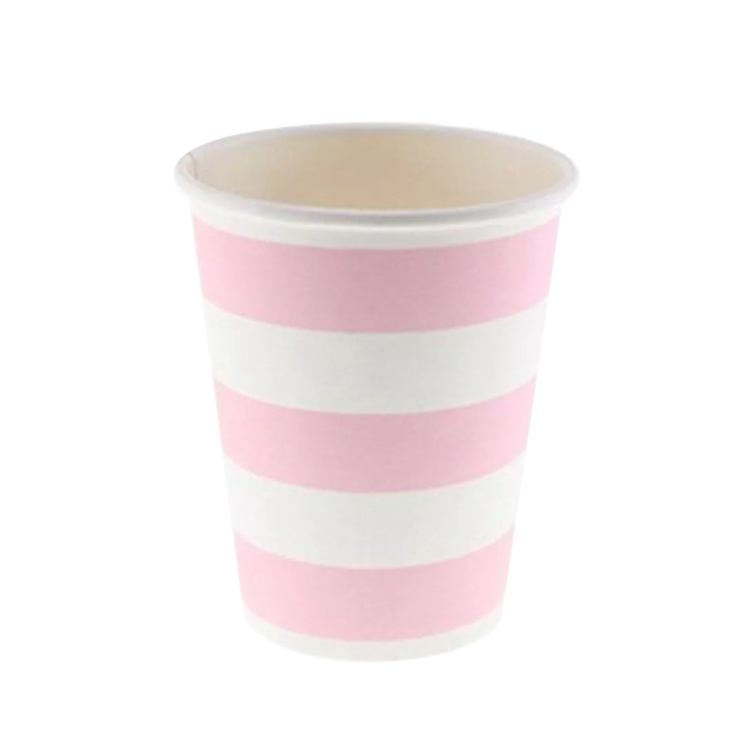 Pink and White Striped Paper Cups