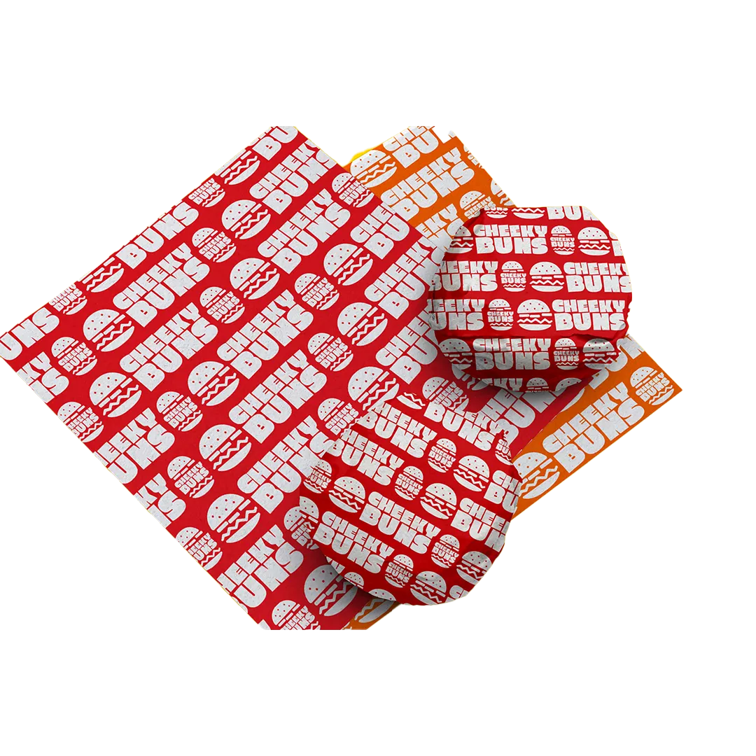 branded paper sheets for burger packaging