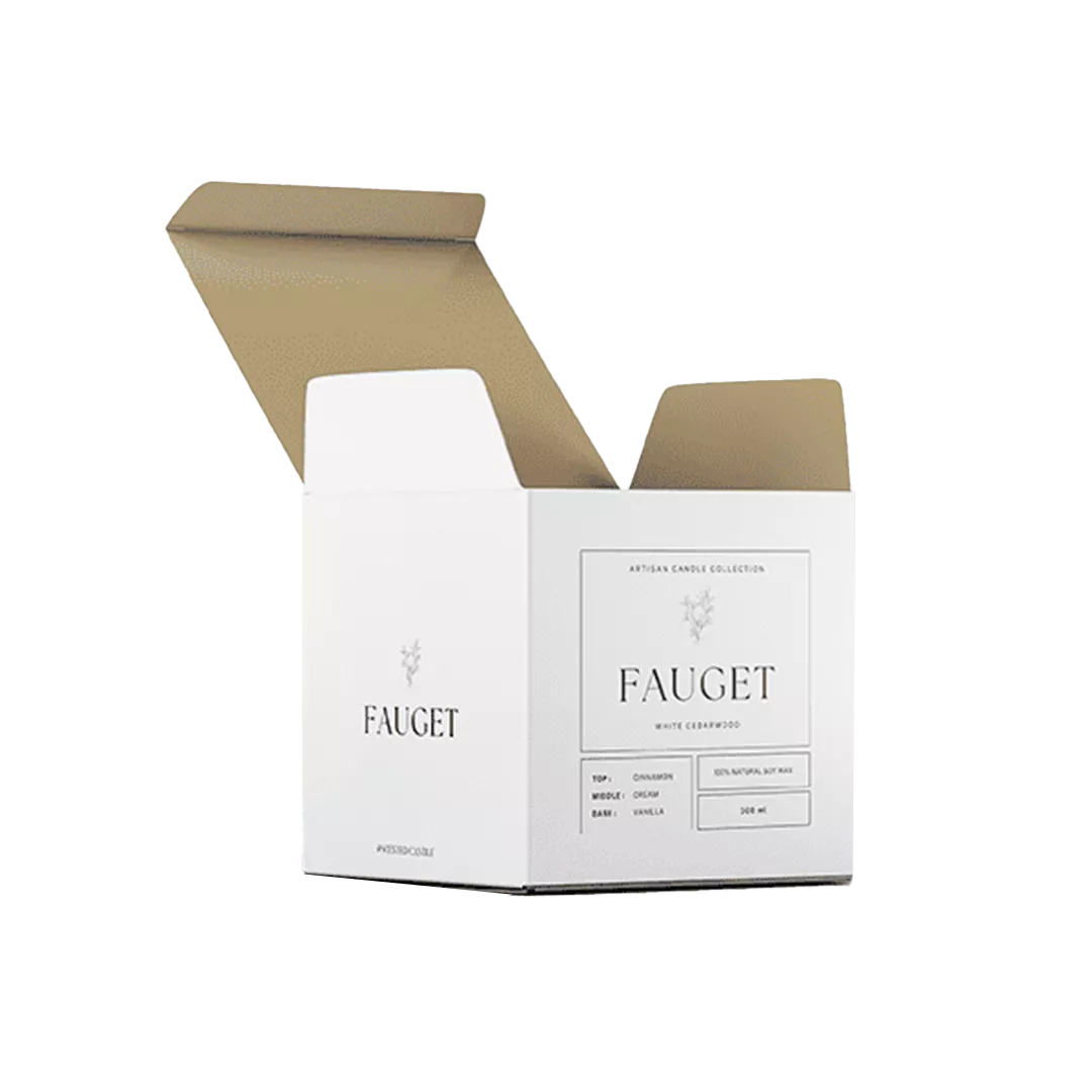 30cl White Candle Box with logo