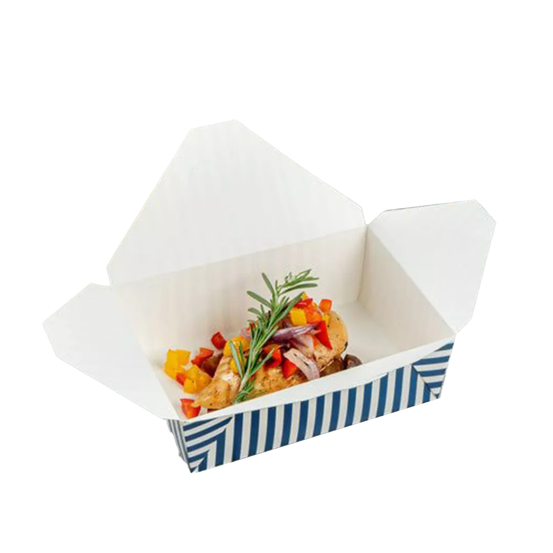 blue paper party takeaway boxes
