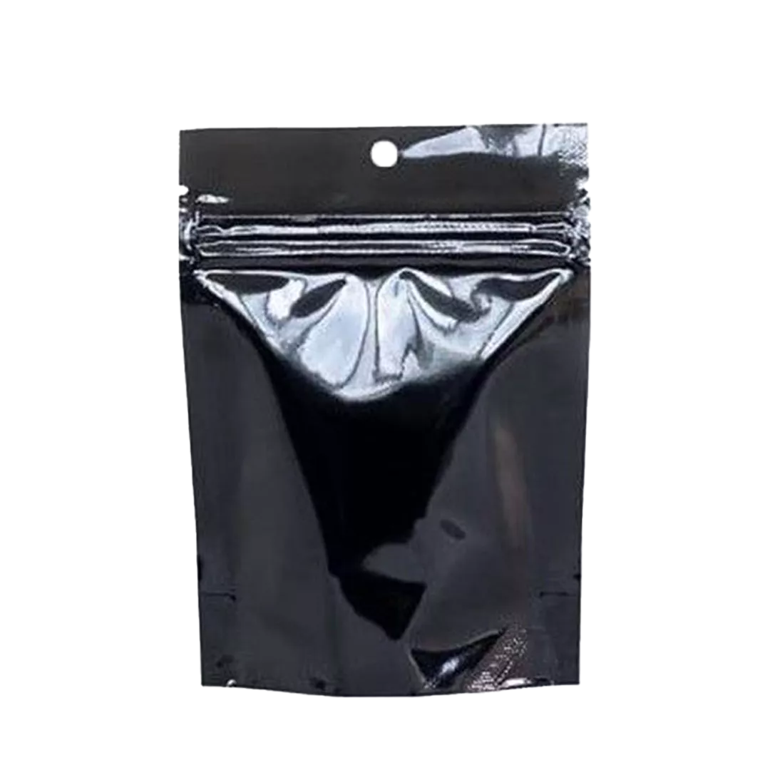 glossy black mylar ziplock bags