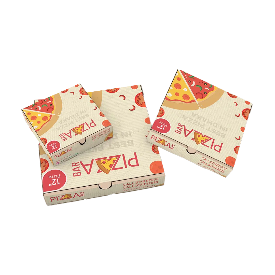 double-layered die-cut 14 inch white pizza boxes