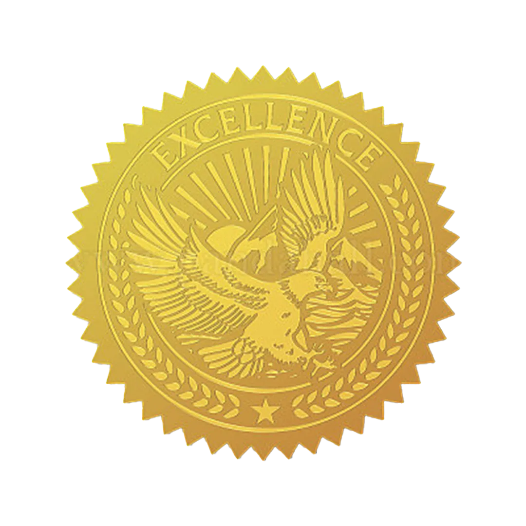 Embossed gold foil certificate seals