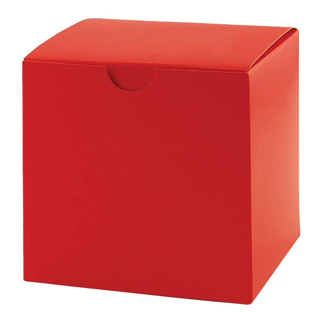 Empty Red Cardboard Boxes with Lids