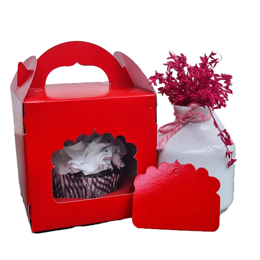 red individual cupcake boxes