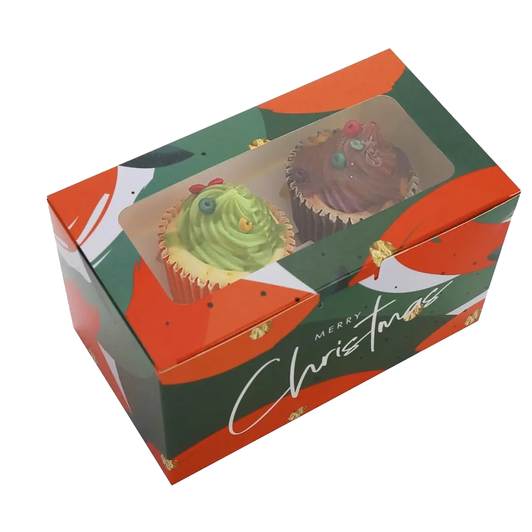red two hole cupcake box