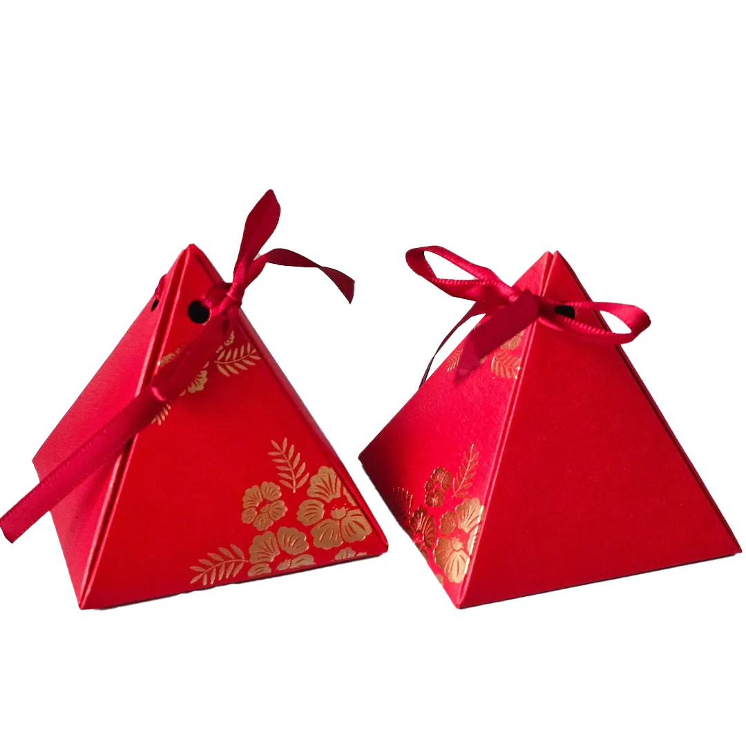 red pyramid cardboard boxes